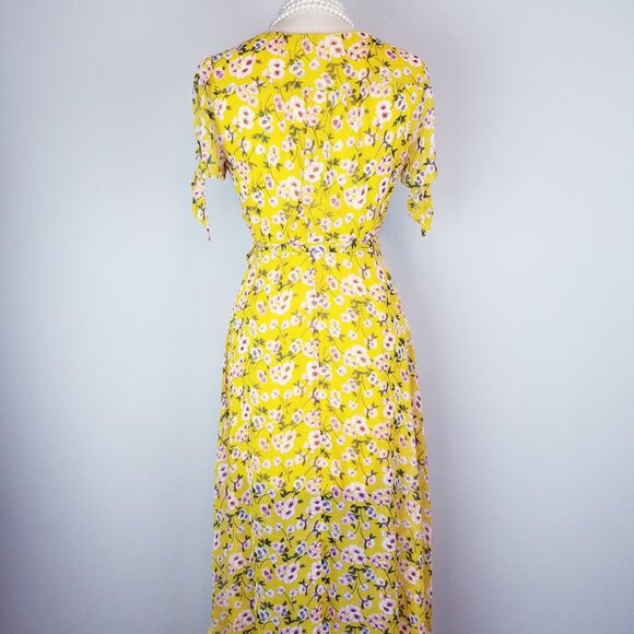 Pretty Summer Yellow High Low True Wrap Dress by Miami + Francesca's NEW w/Tags - Picture 4 of 13